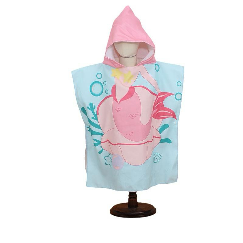 Kids Beach Towels 60*120cm- Mermaid Light Pink with Baby Blue