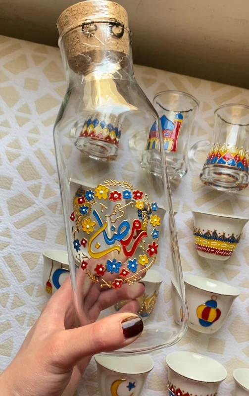 Decorative Glass Water or Juice Bottle