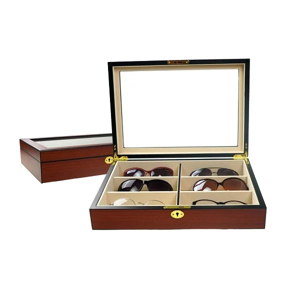 6 Pairs Wooden Sunglass Box