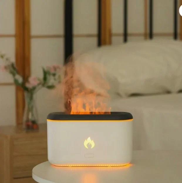 Essential Oil Flame Effect Diffuser. Home Aromatherapy, Air Humidifier LED Light