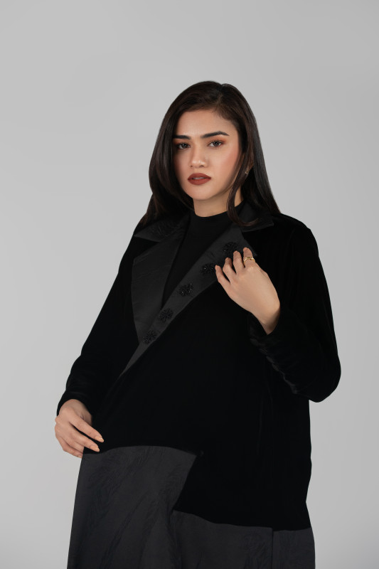 HALF VELVET ABAYA
