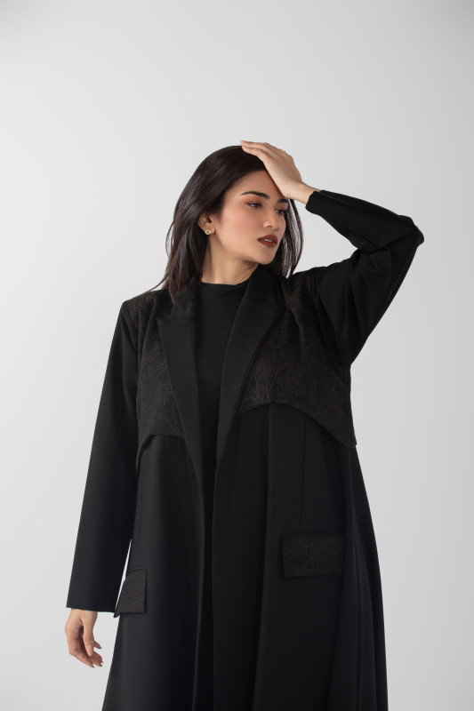 HALF BROWN JACKET ABAYA