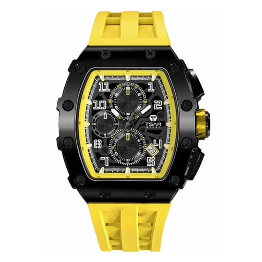 Quartz Waterproof Watch Black/Yellow