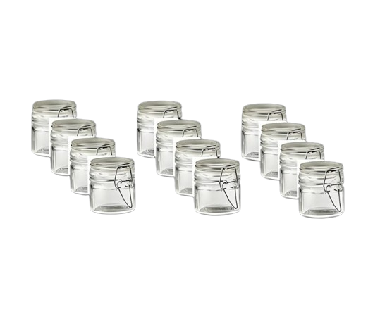 LEONE GLASS JAR WITH CLIP TOP 100 ML SET OF 12 PCS