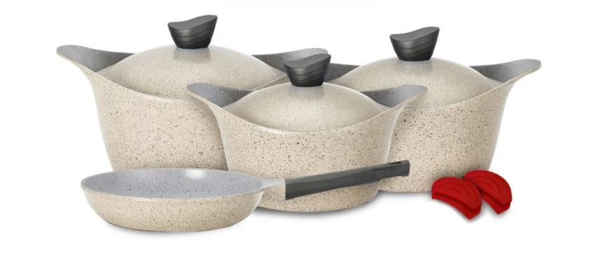 BADREIG LAHOYA BEIGE MARBLE 9PCS COOKWARE SET GRANITE