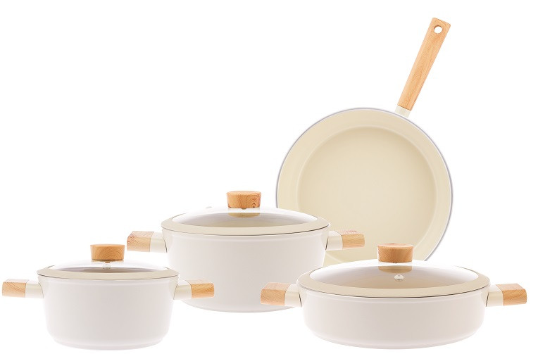 AVCI HOME MAKER  CER. COAT. SWISS CRYSTAL 7PCS COOKWARE SET