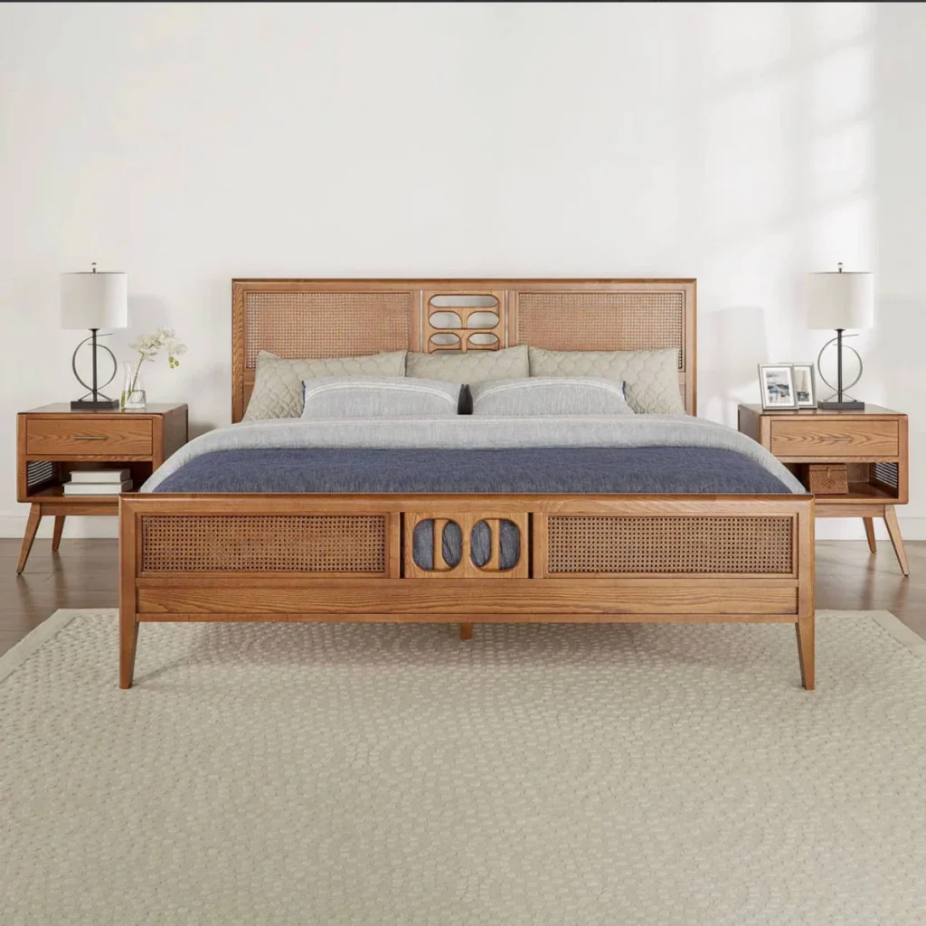 Modern sold wood and bamboo bed