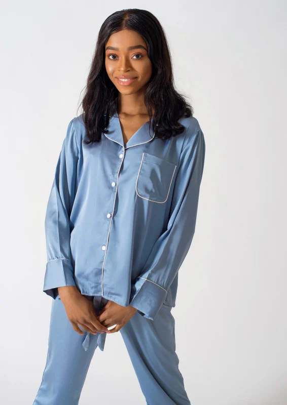 Be Cosy classic PJ set in light blue