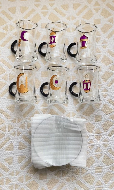 Set of 6 Tea Glasses (Istikanas) with Saucers