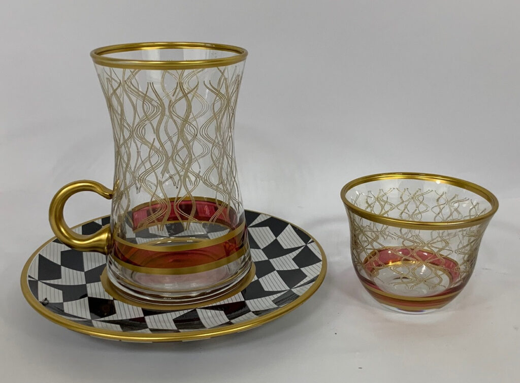 AVCI HOME MAKER KUTUP-42361 GOLD 18 PCS TEA & MIRRA SET