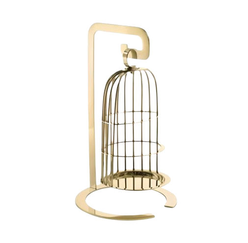 HADI STAINLESS STEEL BIRD CAGE STAND 49 H CM - GOLD