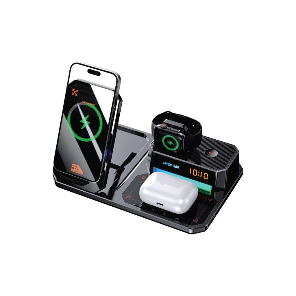 شاحن جرين ليون 6 في 1 اللاسلكي ضمان سنتين Green Lion 6-in-1 Wireless Charger 2-Year Warranty