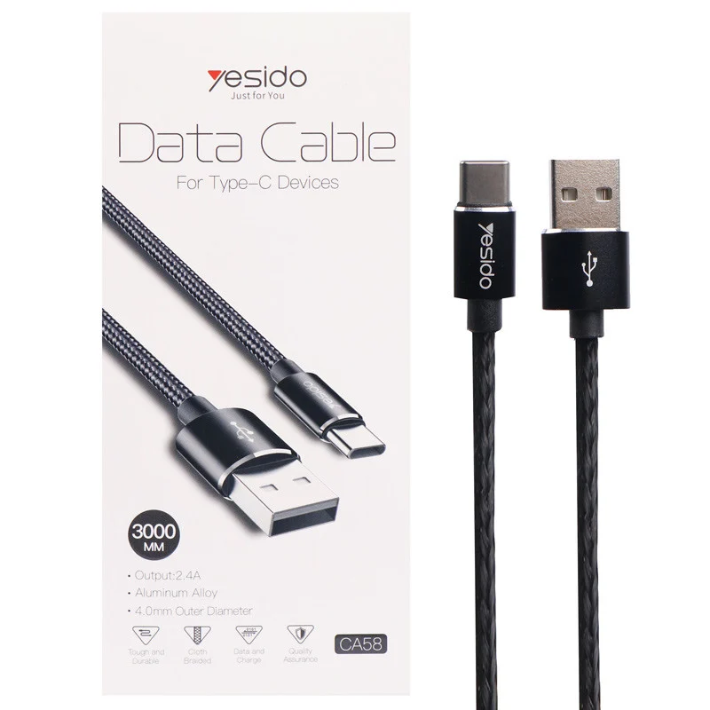 USB to Type-C cable YESIDO CA58, length 3 meters,