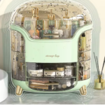 Makeup Organizer/Storage Box with Drawers and clear lid Without Led (Green)