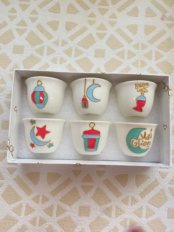 Set of 6 Arabic Coffee Cups (Finjals) – Ramadan Edition