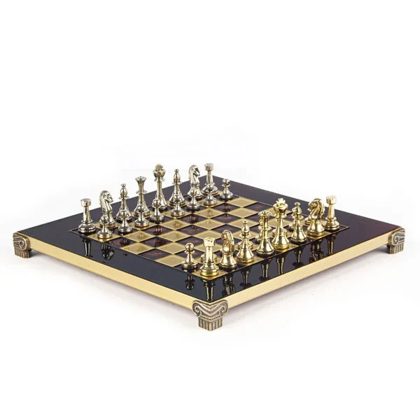 Classic Metal staunton Chess set 28cm Red