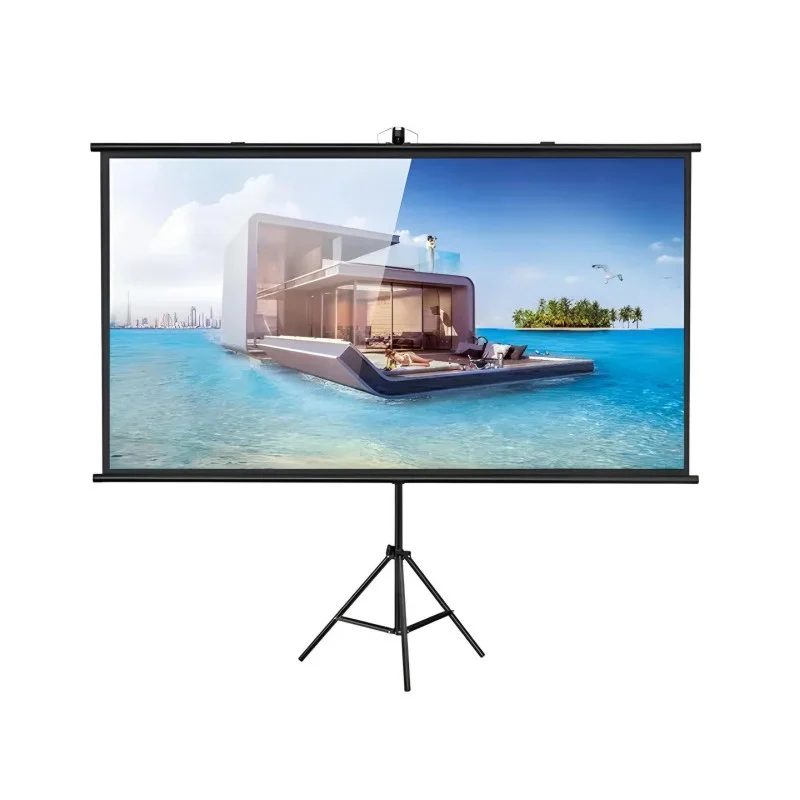 شاشة عرض بيضاء 100 إنش مع حامل ثلاثي 100-inch White Projector Screen with Tripod Stand
