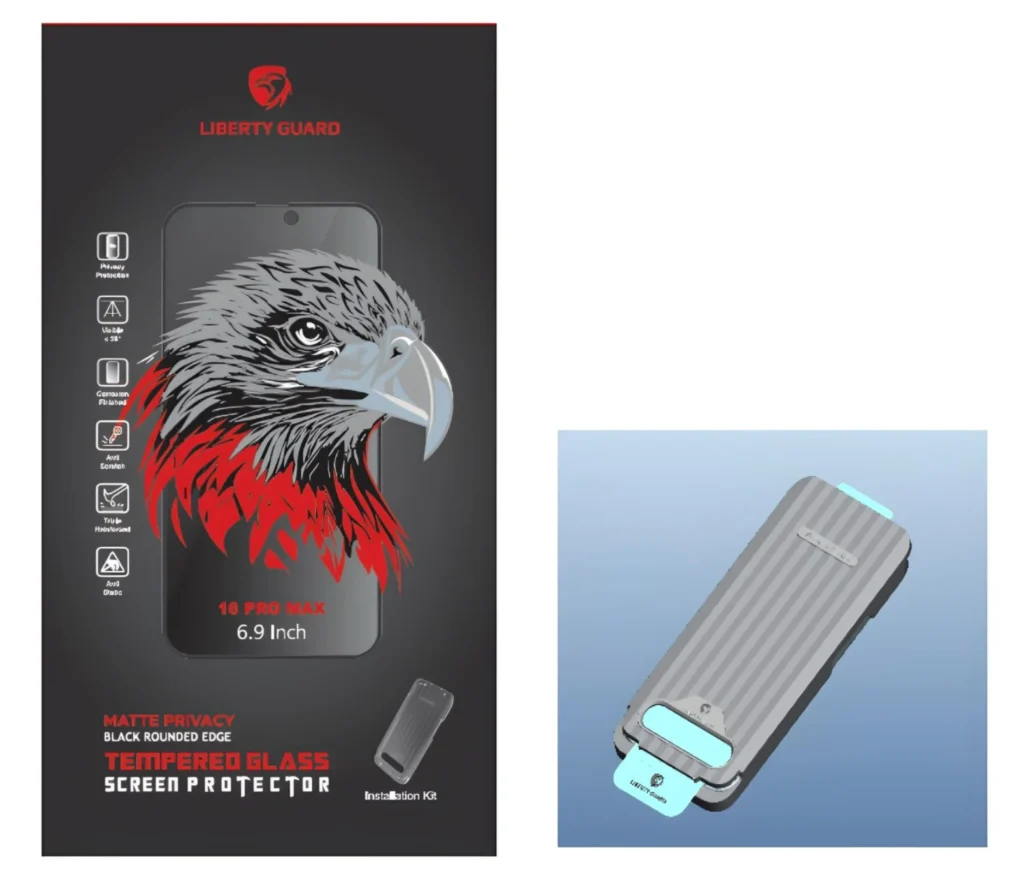 حامي الشاشه ليبرتي جارد مع خاصية الخصوصية والمظهر المطفي لأيفون 16 برو ماكس Liberty Guard Matte Privacy Screen Protector for iphone 16 pro max