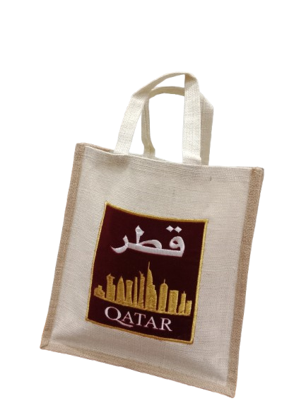 Burlap Tote bag for Qatar National Day (Direct Embroidered)