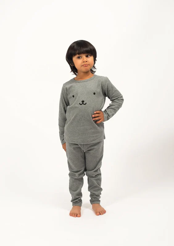 BeCosy PJ set with bear face in grey
