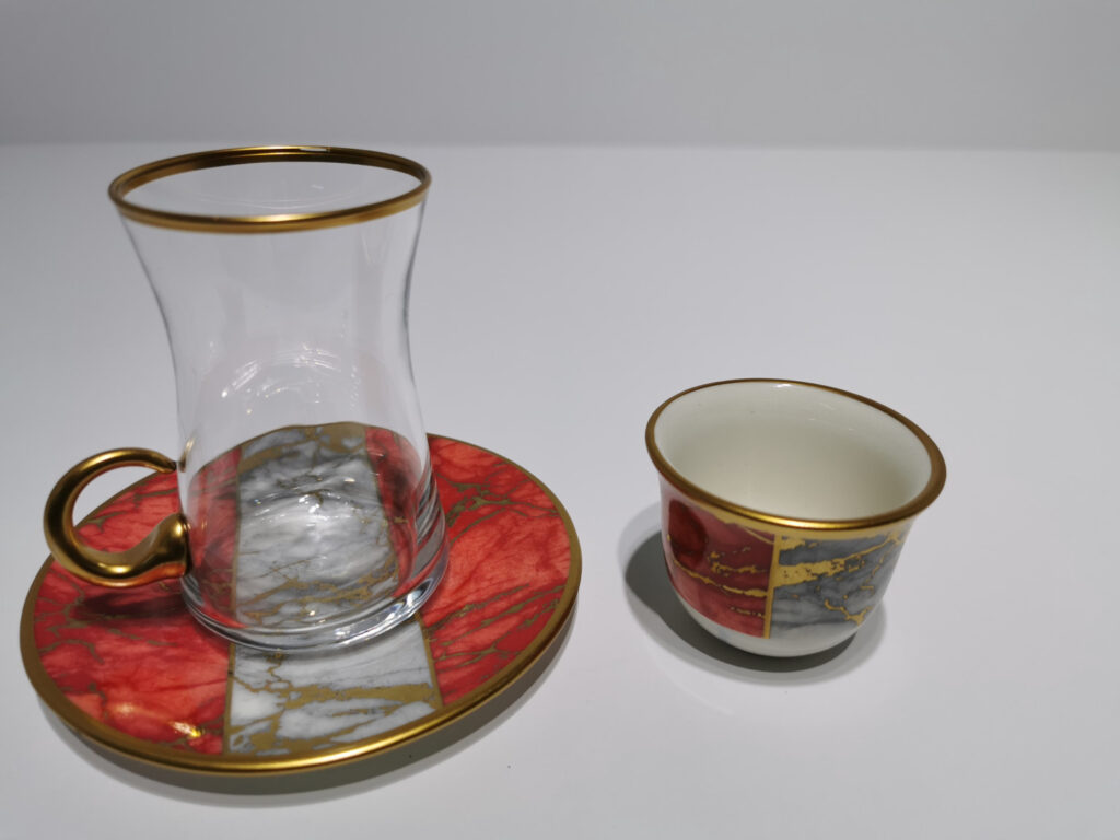 AVCI HOME MAKER MERMER RED-42361 18 PCS TEA & MIRRA SET