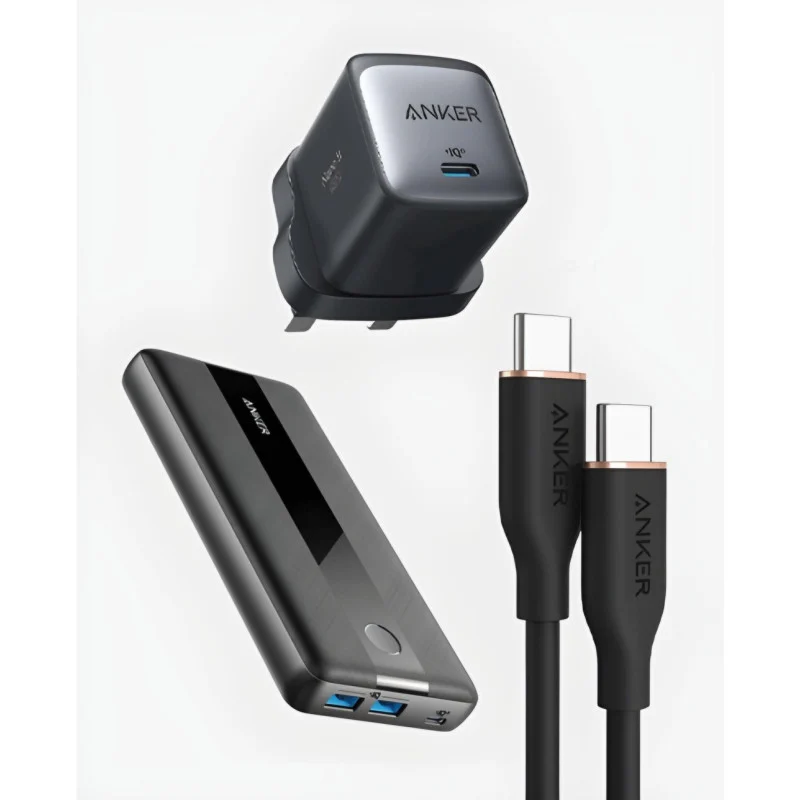 بكج شحن اللابتوب والجوال من انكر ضمان ١٨ شهر Anker live charged Laptop Charging solution 18-Month Warranty