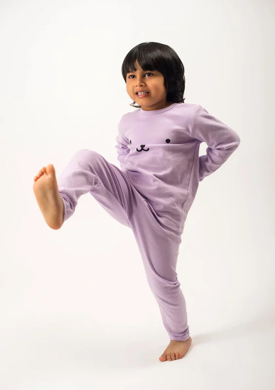 BeCosy kid's PJ bear face in purple