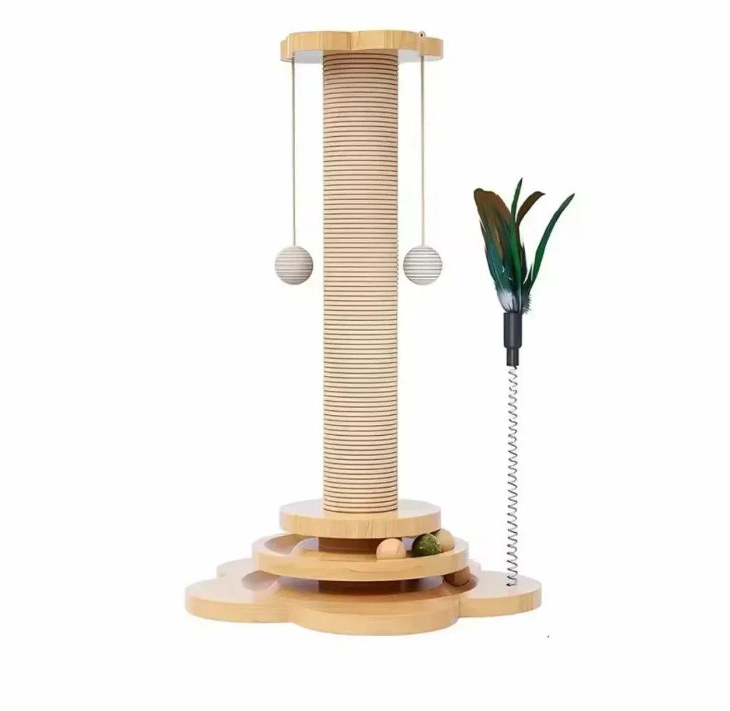 لعبة الكره الدواره مع عمود خدش للقطةRotating Ball Toy with Scratching Post for Cats