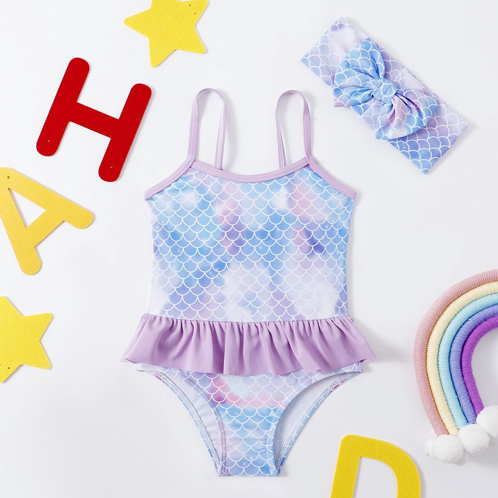 Baby Mermaid Swimsuit with Head Piece 90cm (12-24Months)