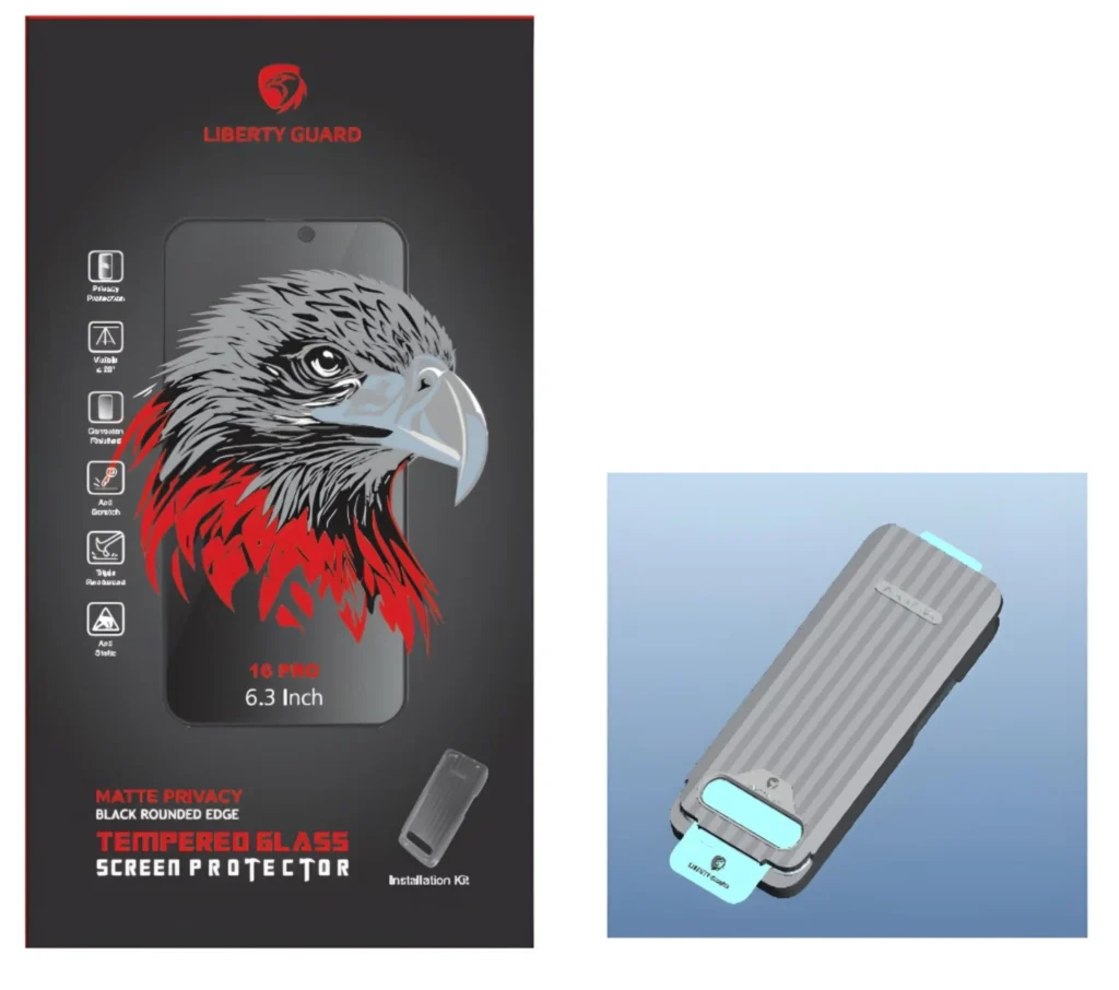 حامي الشاشه ليبرتي جارد مع خاصية الخصوصية والمظهر المطفي لأيفون 16 برو Liberty Guard Matte Privacy Screen Protector for iphone 16 pro