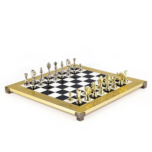 Classic Metal Staunton Chess set 36cm Black & White