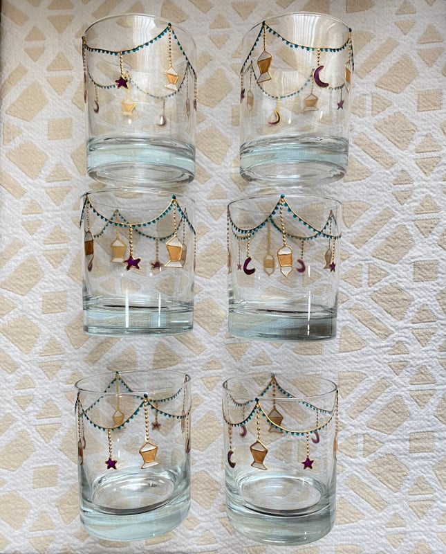 Set of 6 Ramadan-Themed Water or Juice Glasses