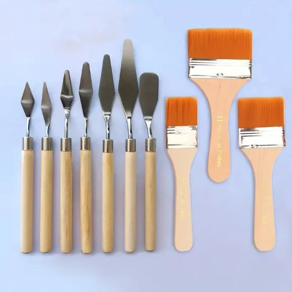 7 Pieces Painting Knife And 3 Pieces Paint Brushes