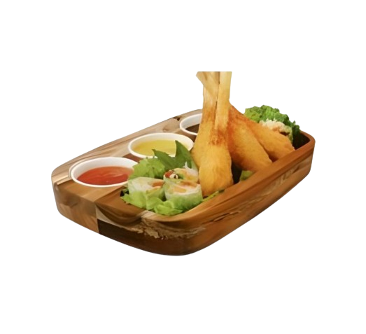 HADI WOODEN DISPLAY W/ TRIPLE BOWL