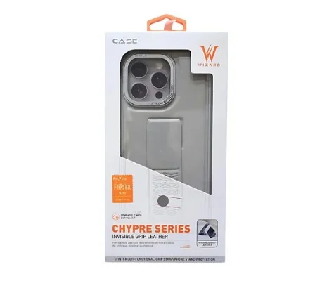 Wizard Chypre Series Invisible Grey Grip Leather Case for iPhone 15 Pro- Pro Max