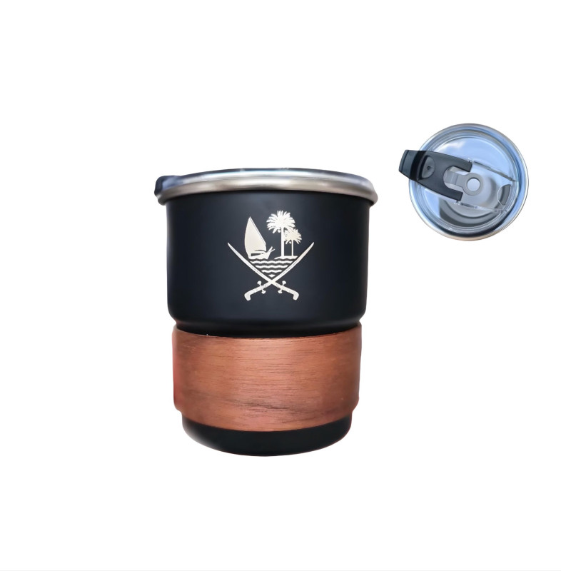 كوب ستانلس ستيل بشعار دولة قطر Stainless Steel Cup with the State of Qatar Logo