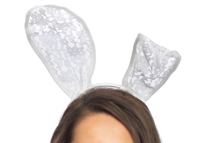 Lace Bunny Ears Headband White