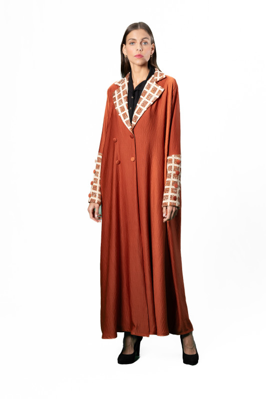 Terracotta Check Abaya