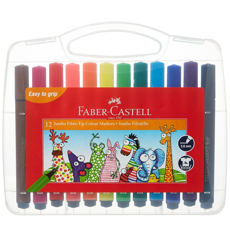 Faber-Castell 12 Jumbo Fiber Tip Colour Markers .Jumbo Filzstifte