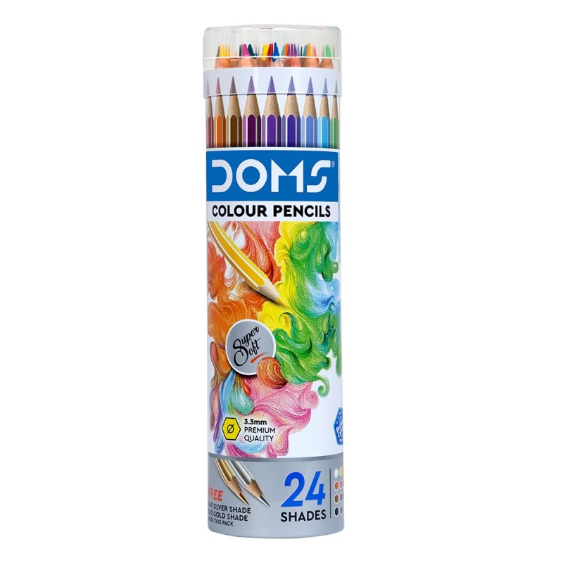 Doms Colour Pencils Round Tin 24 Shades