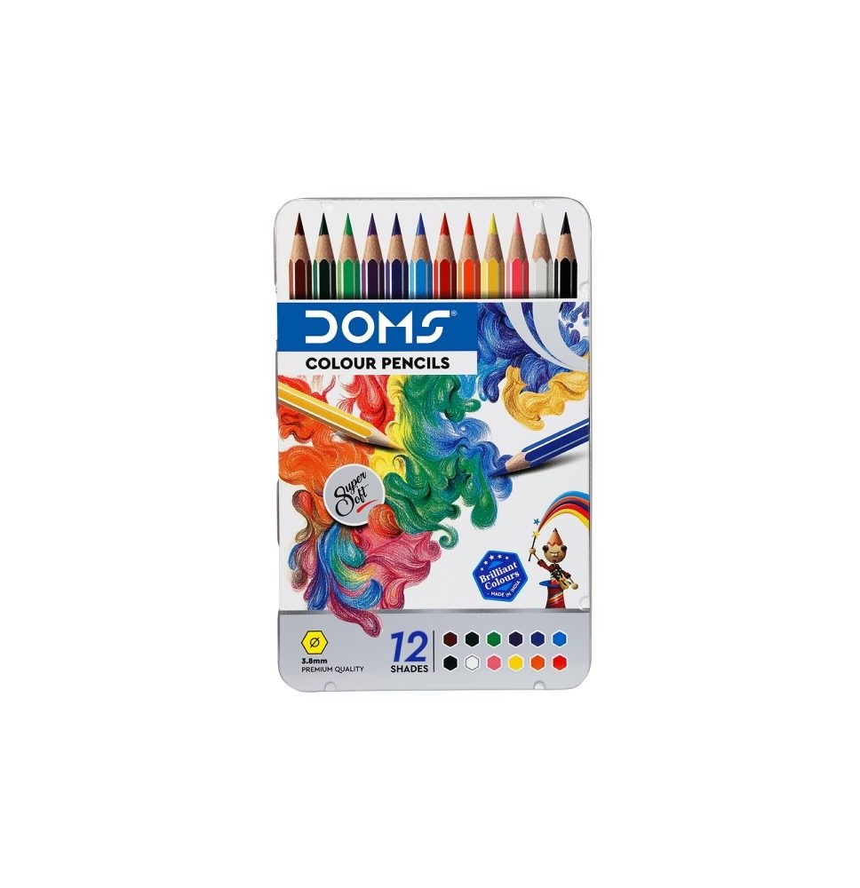 Doms Super Soft Twelve Color Pencil 1Pck