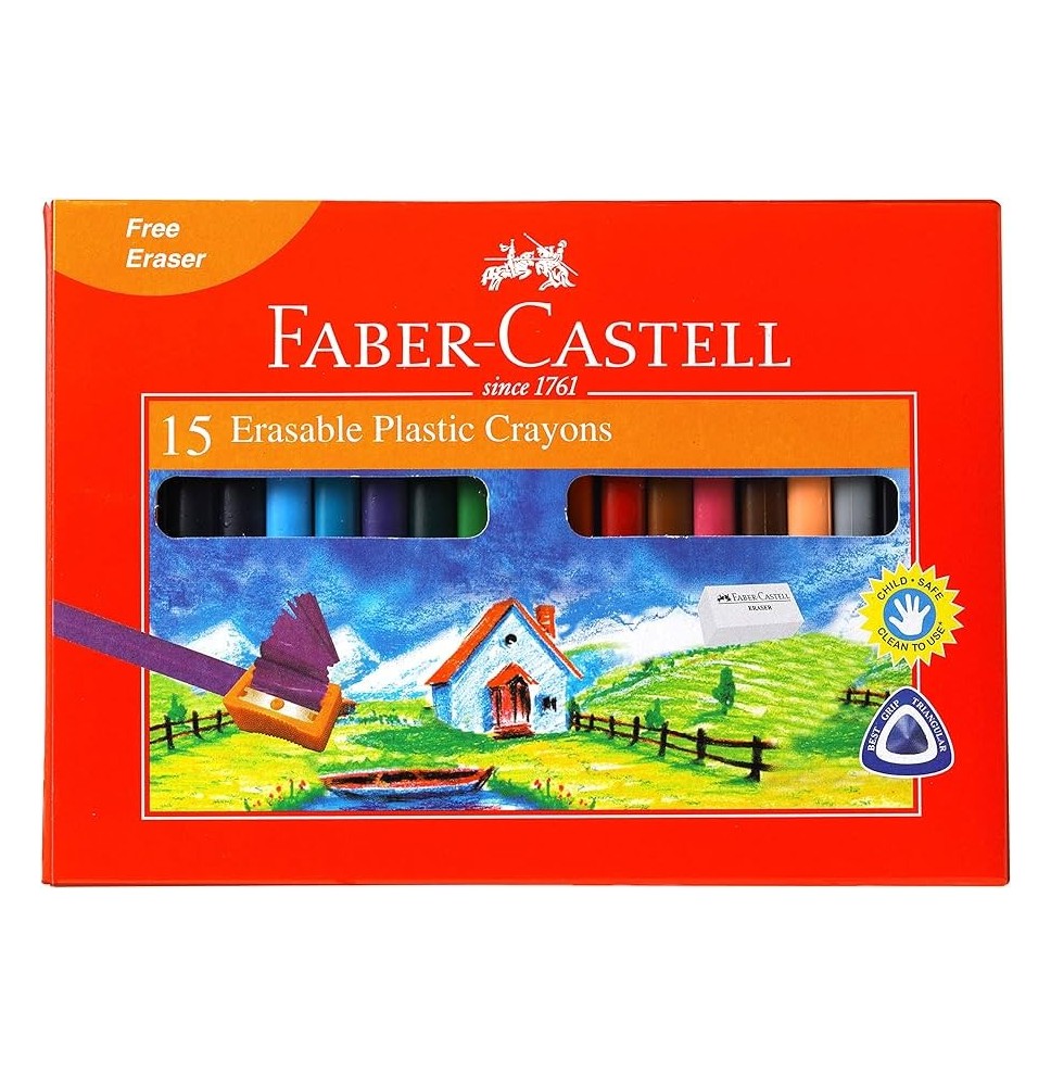Faber-Castell Erasable Plastic Crayons 15Pc 1Pck