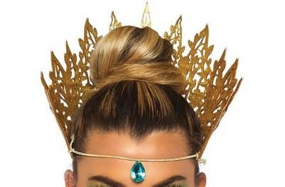 Glitter die cut crown with jewel - Gold