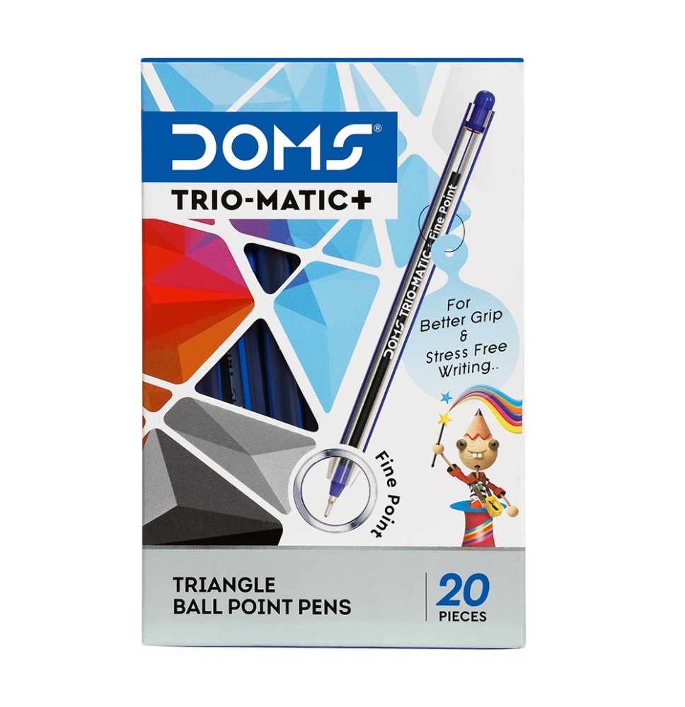 Doms Trio-Matic+Triangle Ball Point Pens Black 20 Pieces