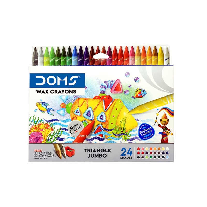 Doms Triangle Jumbo Wax Crayons 24 Shades
