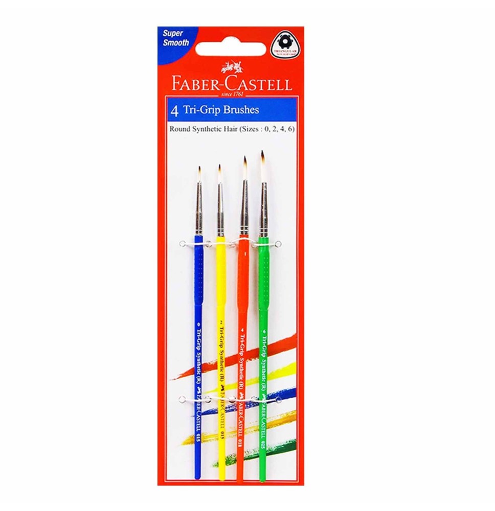 Faber-Castell 4 Flat Tri-Grip Brushes
