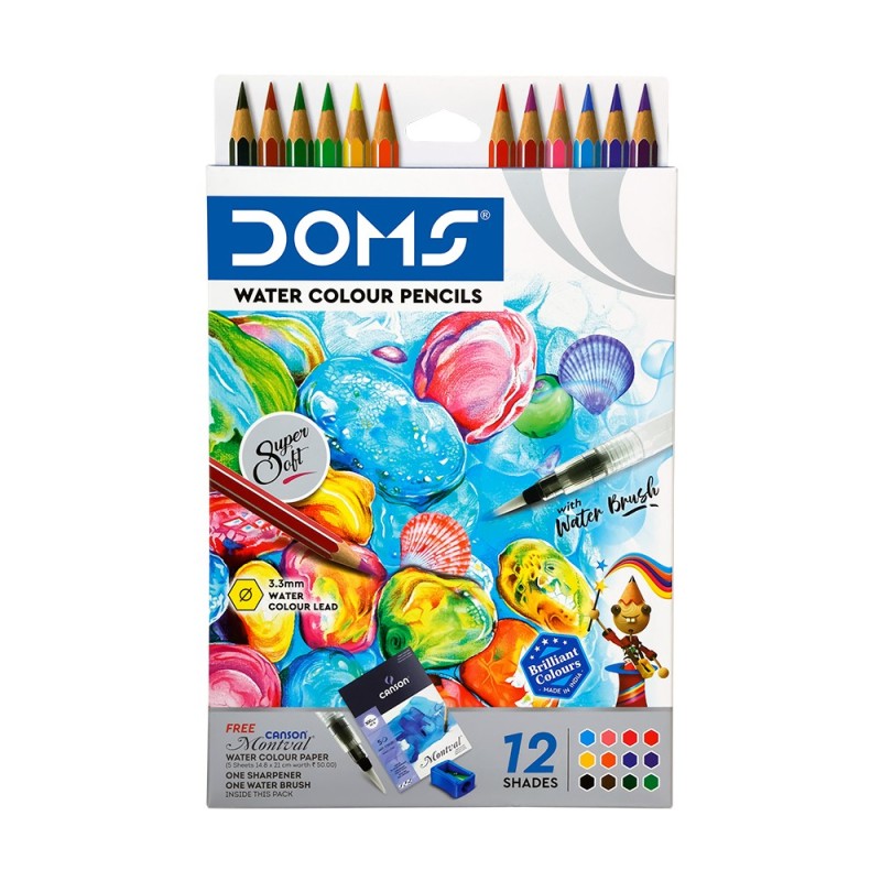Doms Water Colour Pencils 12 Shades - 1Pck