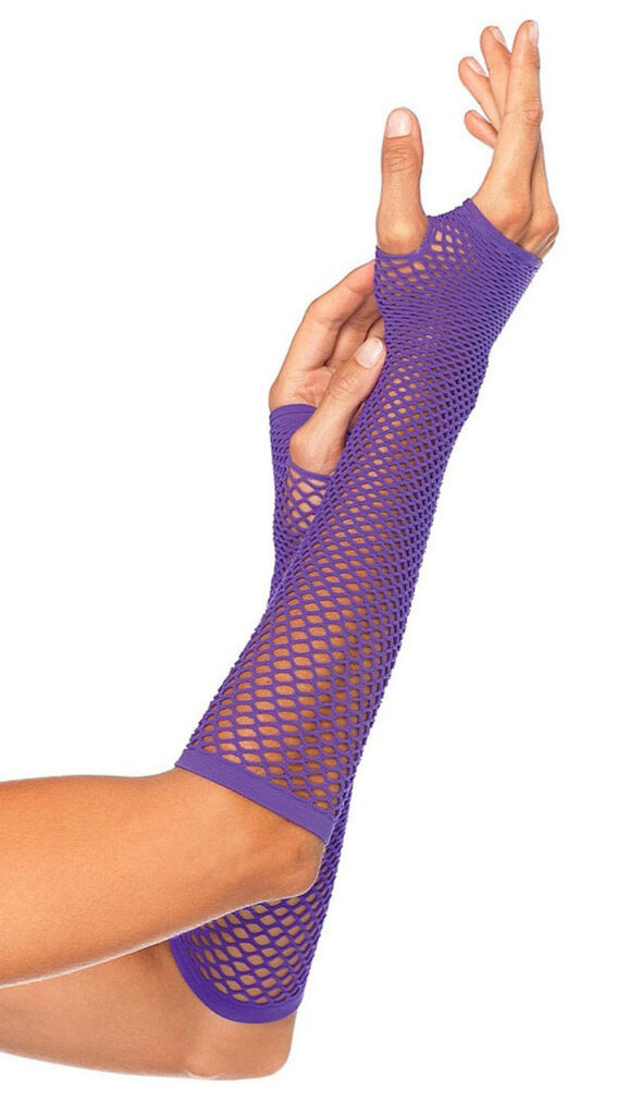 Triangle net fingerless gloves - Purple