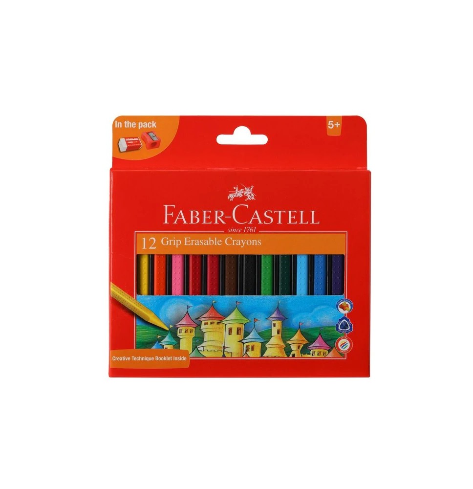 Faber-Casstell  Grip Erasable Crayons 12Pc 1Pck