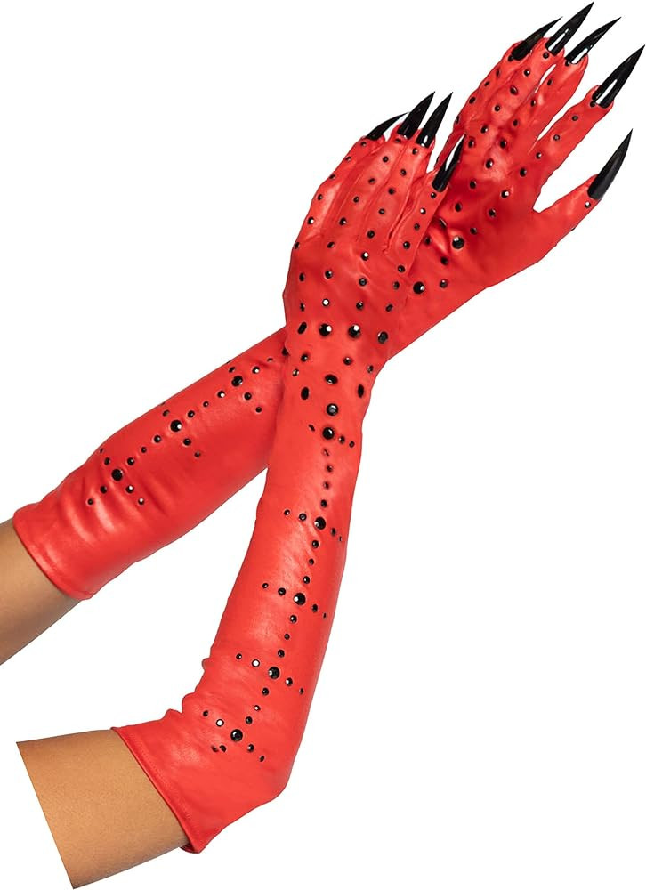 Rhinestone demon claw gloves